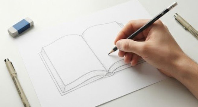 Open Book Outline Drawing Using Your Sketch as a Design Element